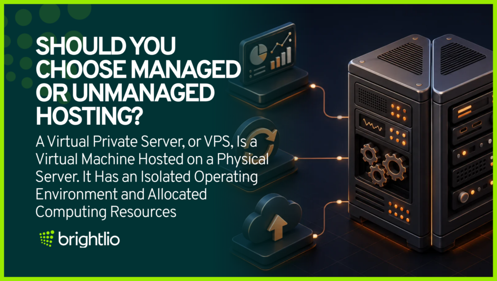 The image describes whether Should You Choose Managed or Unmanaged Hosting