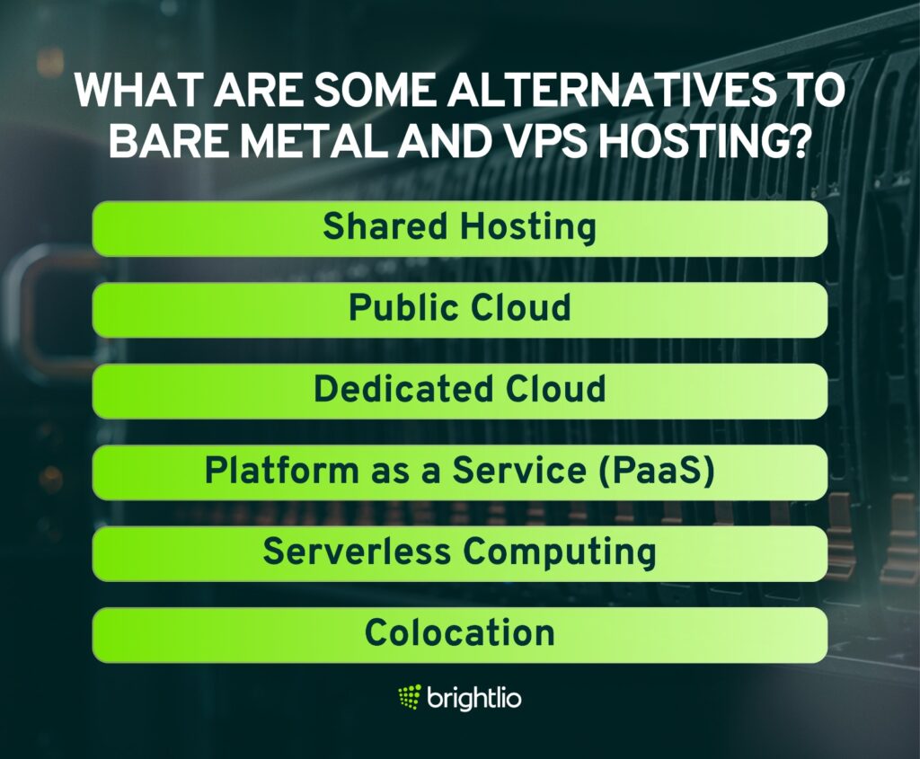 The list describes What Are Some Alternatives to Bare Metal and VPS Hosting