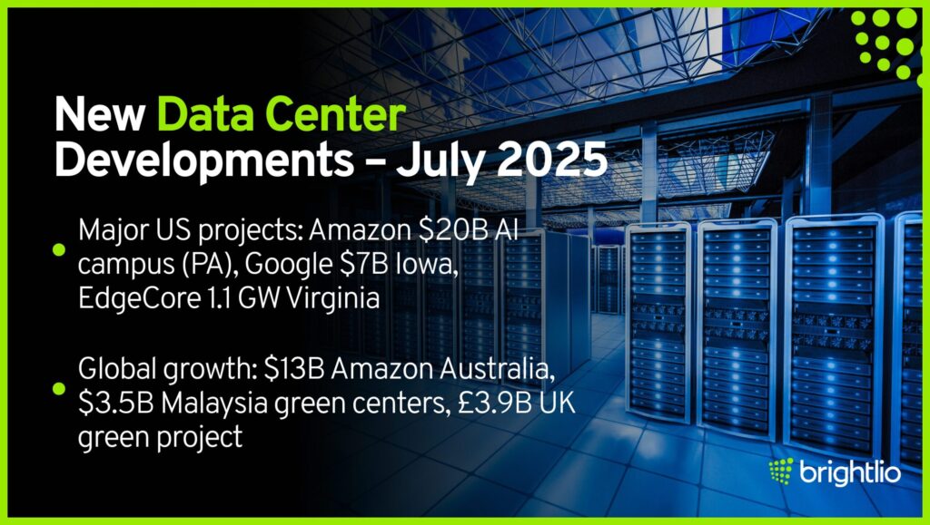 New Data Center Developments – July 2025