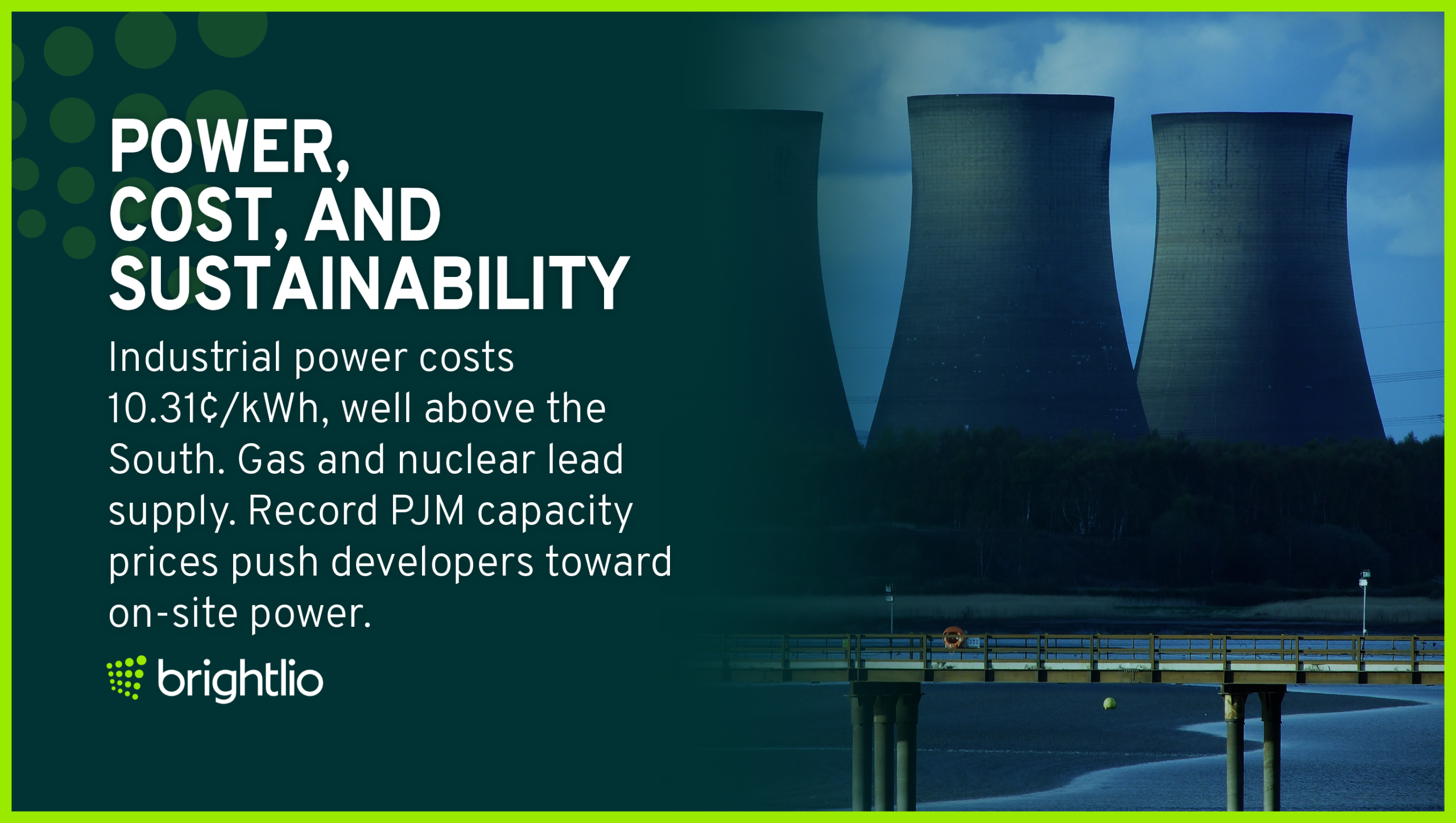 Power, Cost, And Sustainability in Pennsylvania Shown Through Power Plant Cooling Towers Rising Above a Tree Line and River