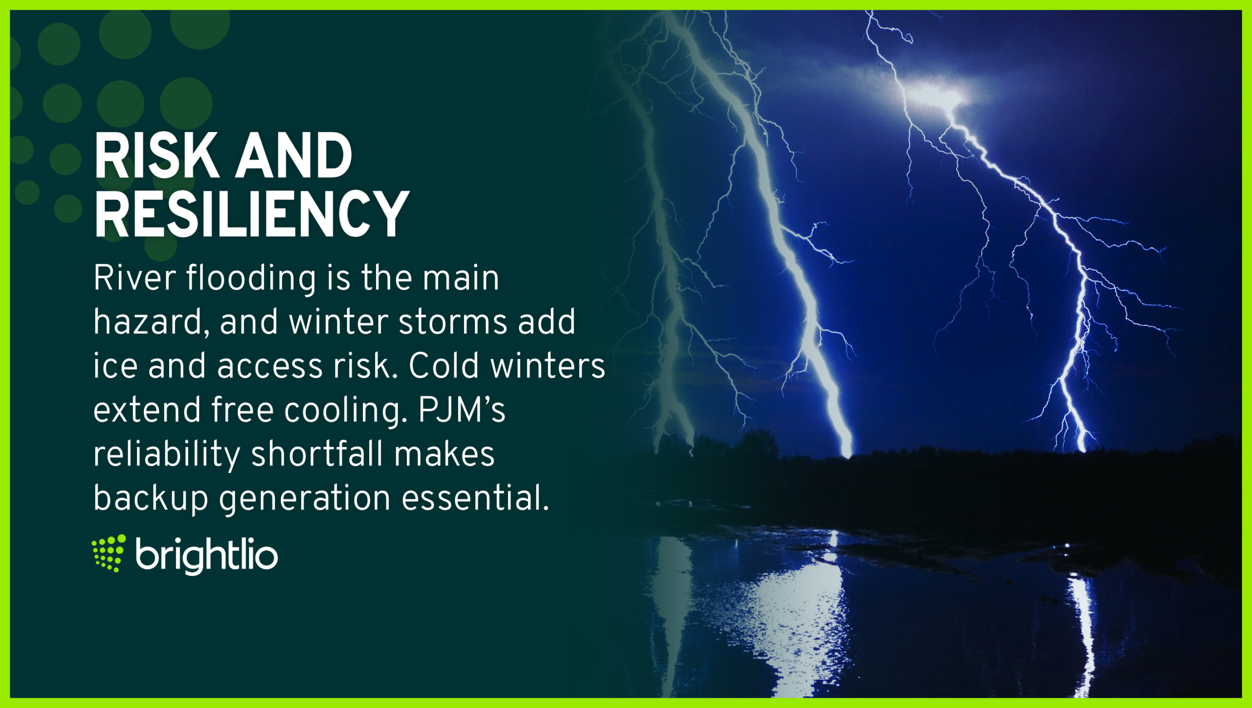 Data Center Risks And Resiliency in Pennsylvania Shown Through Lightning Strikes Over Floodwater During a Night Thunderstorm