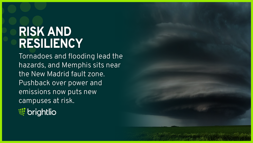 Data Center Risks And Resiliency in Tennessee Shown Through a Rotating Supercell Thunderstorm Over Open Green Farmland